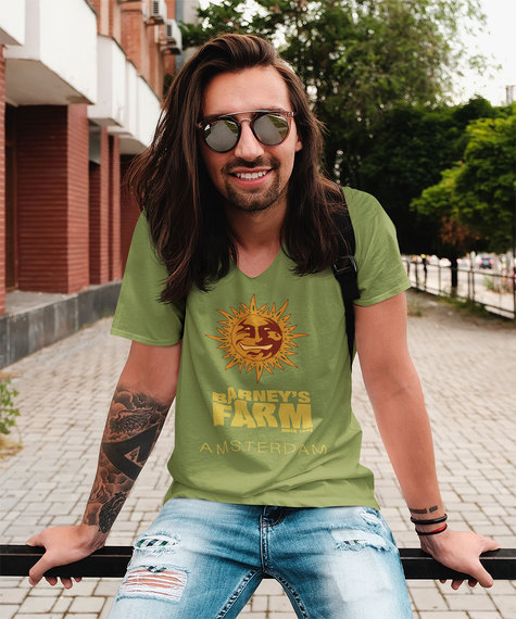 Green - V-Neck - T-shirt